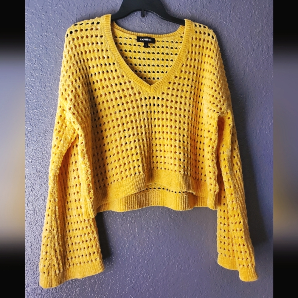 Express bright yellow crop sweater - Picture 1 of 6